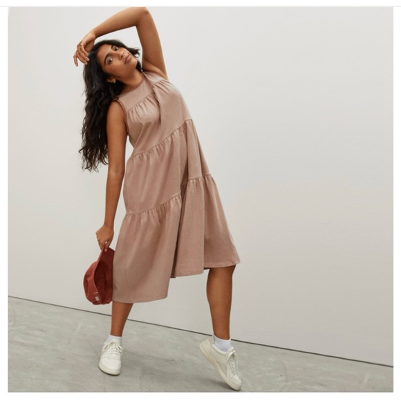 Everlane Dresses & Skirts - Everlane The Weekend Tiered Dress in Pink / Tan - Like New - Size Medium